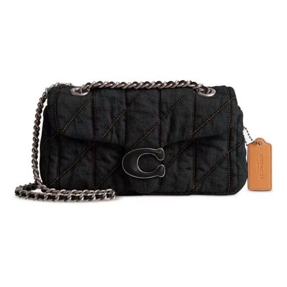 COACH Tabby 20 Quilted Denim Crossbody Bag BLACK Denim NWT - Picture 1 of 14